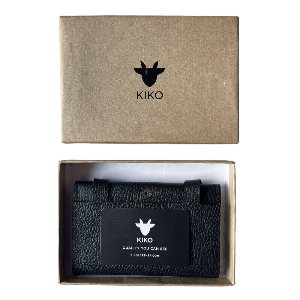 NEW KIKO MEN'S LEATHER Trifold Black WALLET Fast Shipping